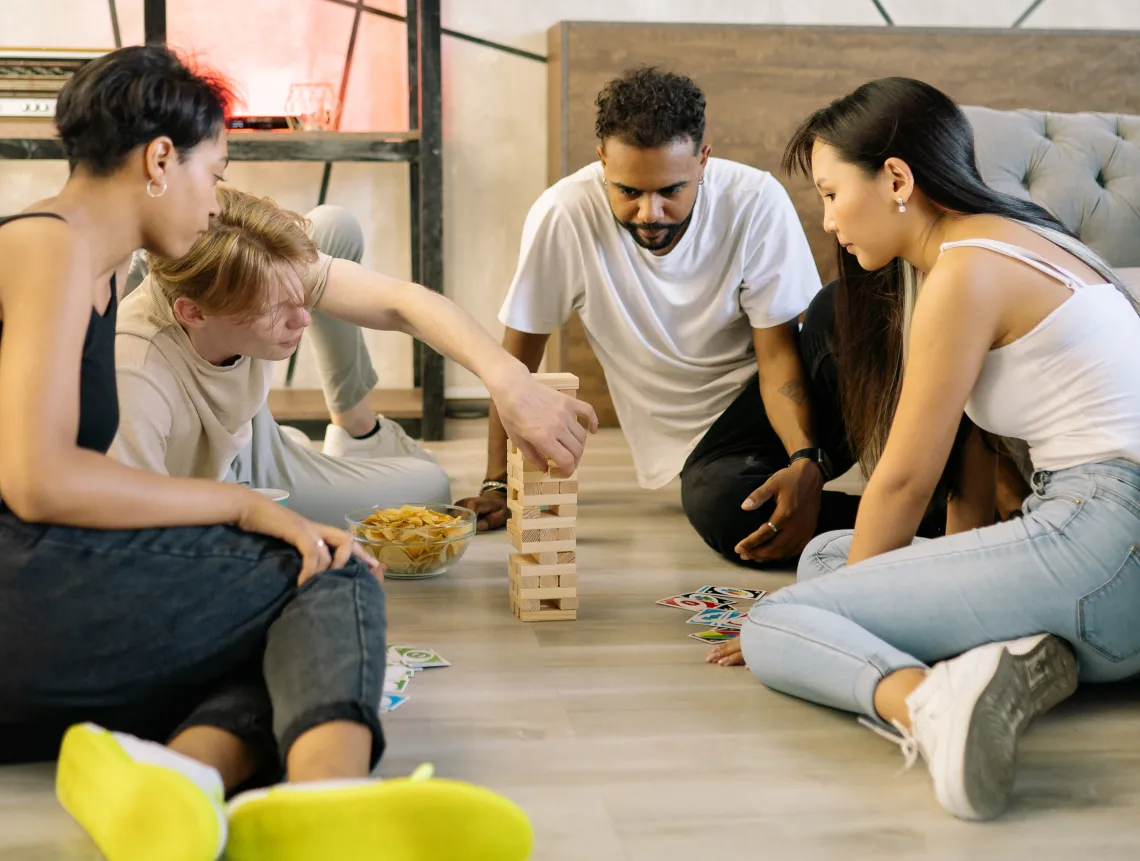 group of friends playing a game